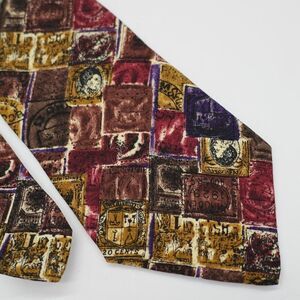 Churchill Collection Abstract Yelow Purple Orange Print Short Silk‎ Tie